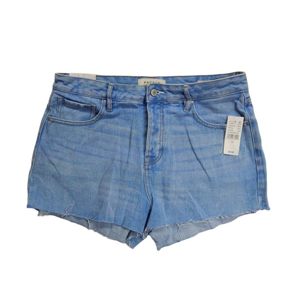 PacSun Womens High Rise Cut Off Short Shorts Button Fly Denim Blue  Size 28 - Picture 3 of 11